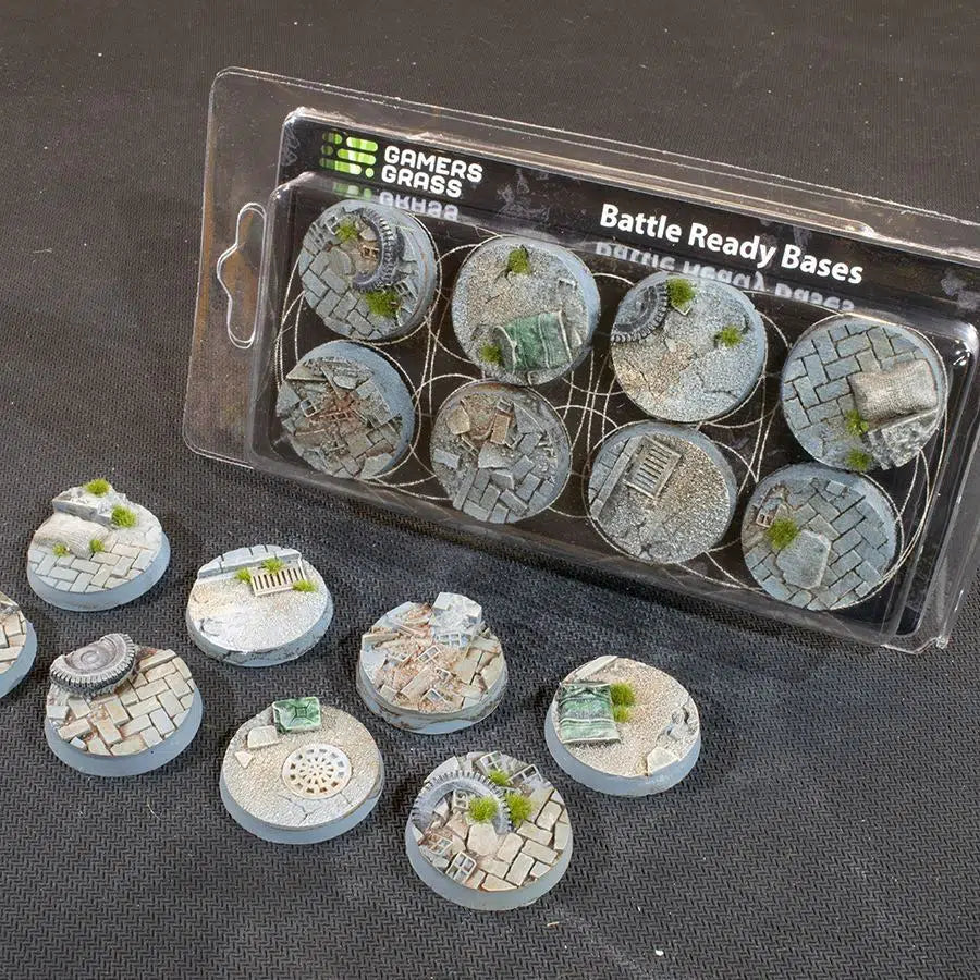 8x 32mm Urban Warfare Battle Ready Bases Gamers Grass