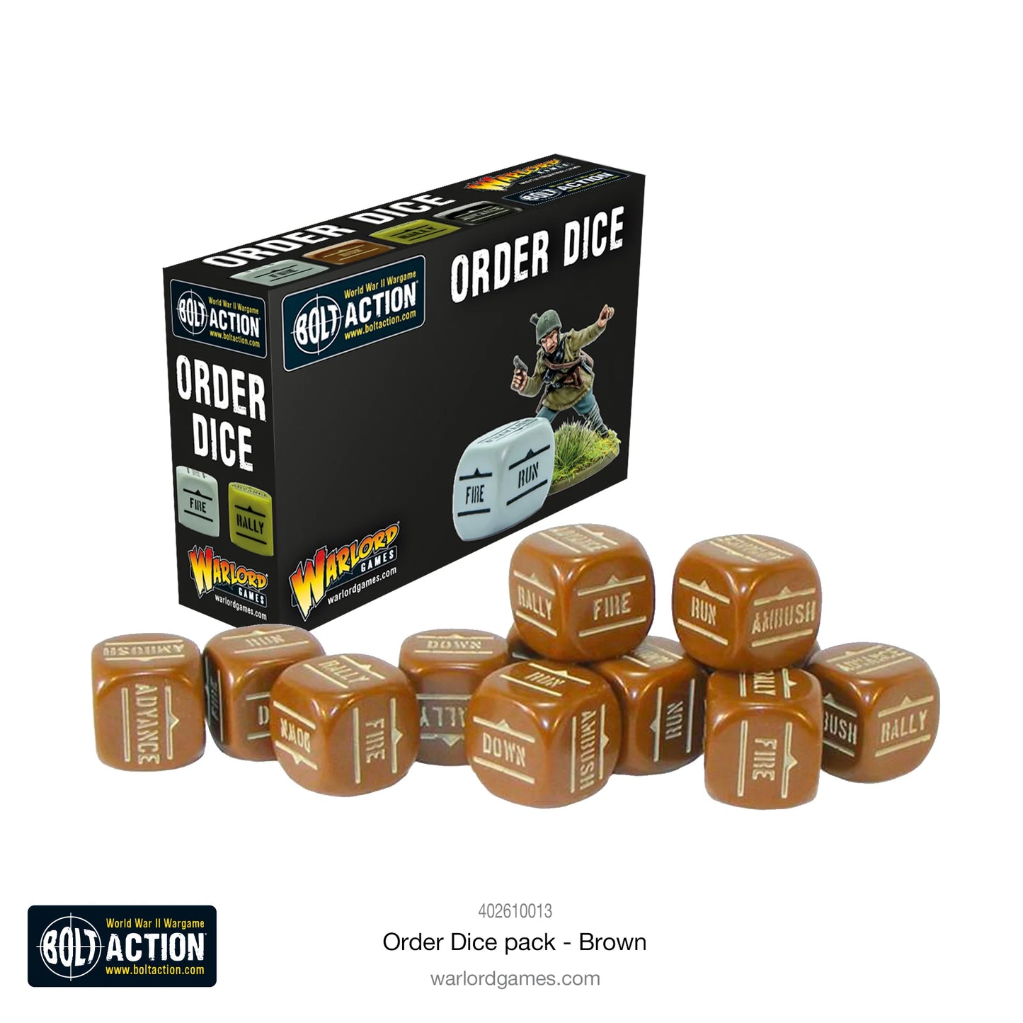Bolt Action Orders Dice-Brown