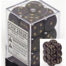 Chessex Black & Gold Dice 12ct Opaque