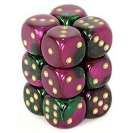 Chessex 16mm Green Purple & Gold 12ct Gemini