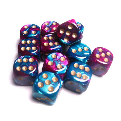 Chessex 16mm Purple Teal & Gold 12ct Gemini