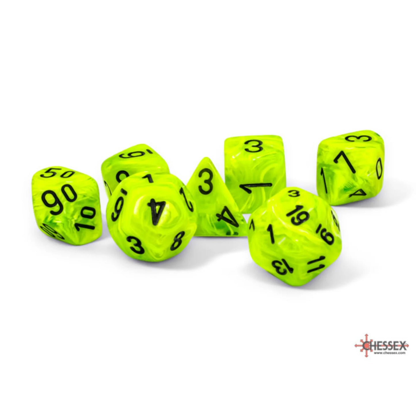 Chessex Vortex Bright Green Black Mega-hedral Dice Set