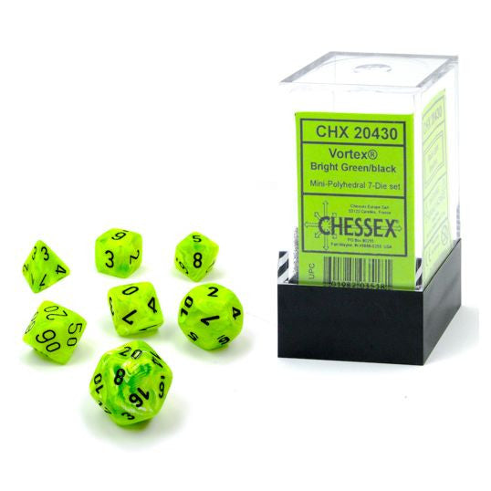 Chessex D&D Mini Hedral Dice Bright Green & Yellow Vortex