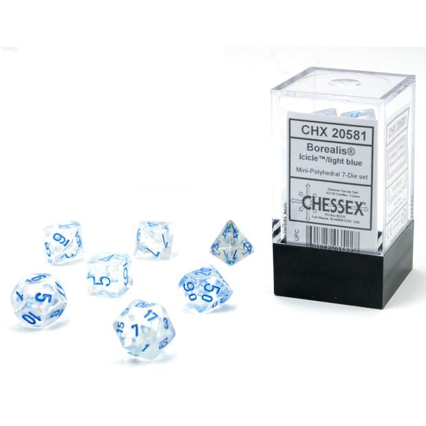 Chessex D&D Mini Hedral Dice Luminary Icicle & Light Blue Borealis