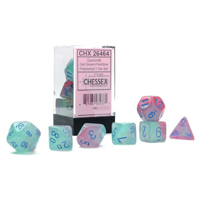Chessex D&D Dice Gemini Luminary Green Pink & Blue