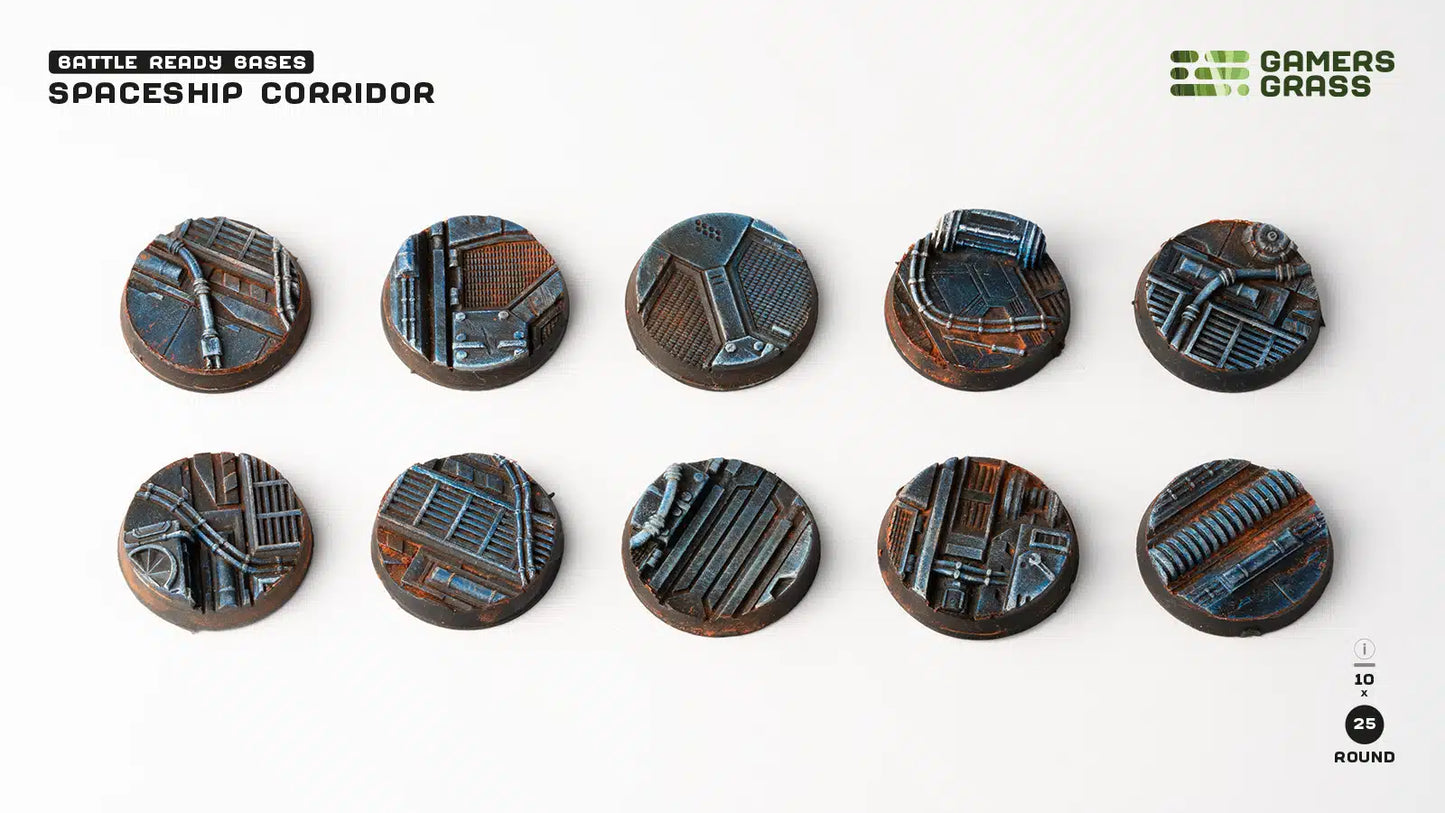 10x 25mm Spaceship Corridor Battle Ready Bases Gamers Grass