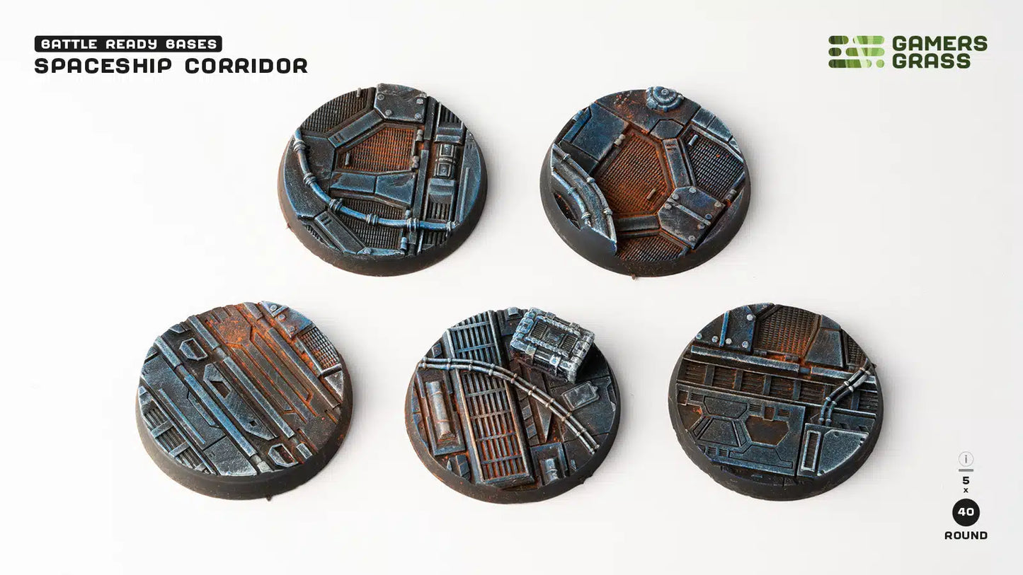 5x 40mm Spaceship Corridor Battle Ready Bases Gamers Grass