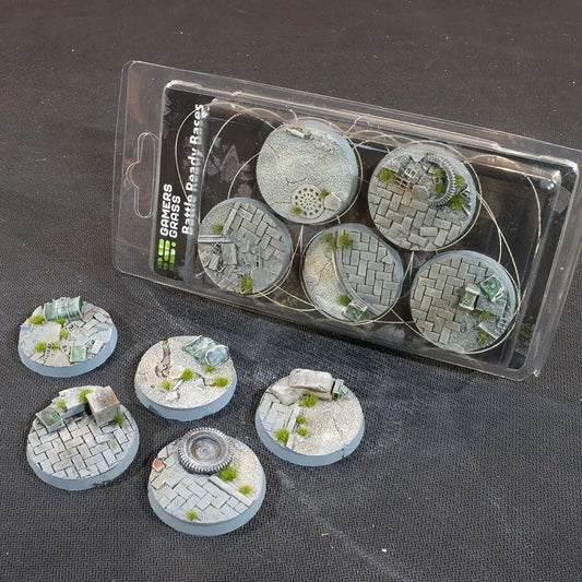 5x 40mm Urban Warfare Battle Ready Bases Gamers Grass