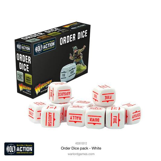 Bolt Action Orders Dice-White
