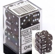 Chessex 16mm Smoke & White 12ct Translucent