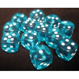 Chessex 16mm Teal & White 12ct Translucent