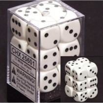 Chessex White & Black Dice 12ct Opaque