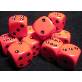 Chessex 16 mm Red Black 12 ct Opaque