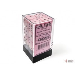 Chessex 16 mm Pastel Pink & Black 12 ct Opaque