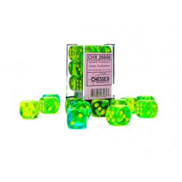 Chessex 16mm Green Teal & Yellow 12ct Gemini Translucent