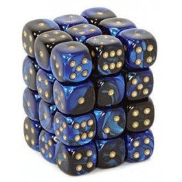 Chessex 12 mm Black Blue & Gold 36ct Gemini