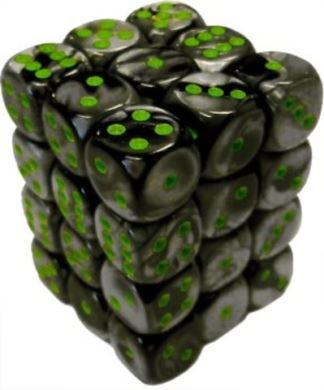 Chessex 12 mm Gemini Black Grey & Green 36ct