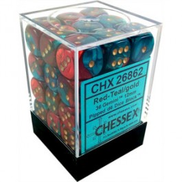 Chessex 12 mm Red Teal & Gold 36ct Gemini