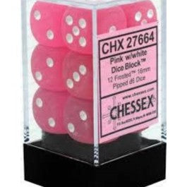 Chessex 16mm Pink & White 12ct Frosted