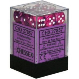 Chessex 12 mm Violet & White 36ct Festive