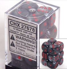 Chessex 12 mm Velvet Black Red 36ct