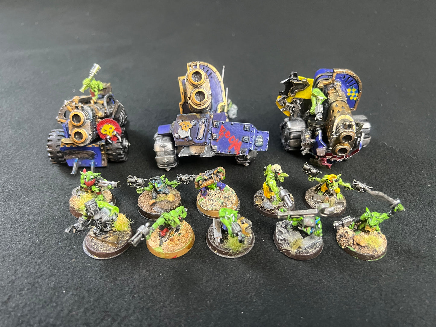3x Painted Ork Mek Gunz (group 3) Warhammer 40k