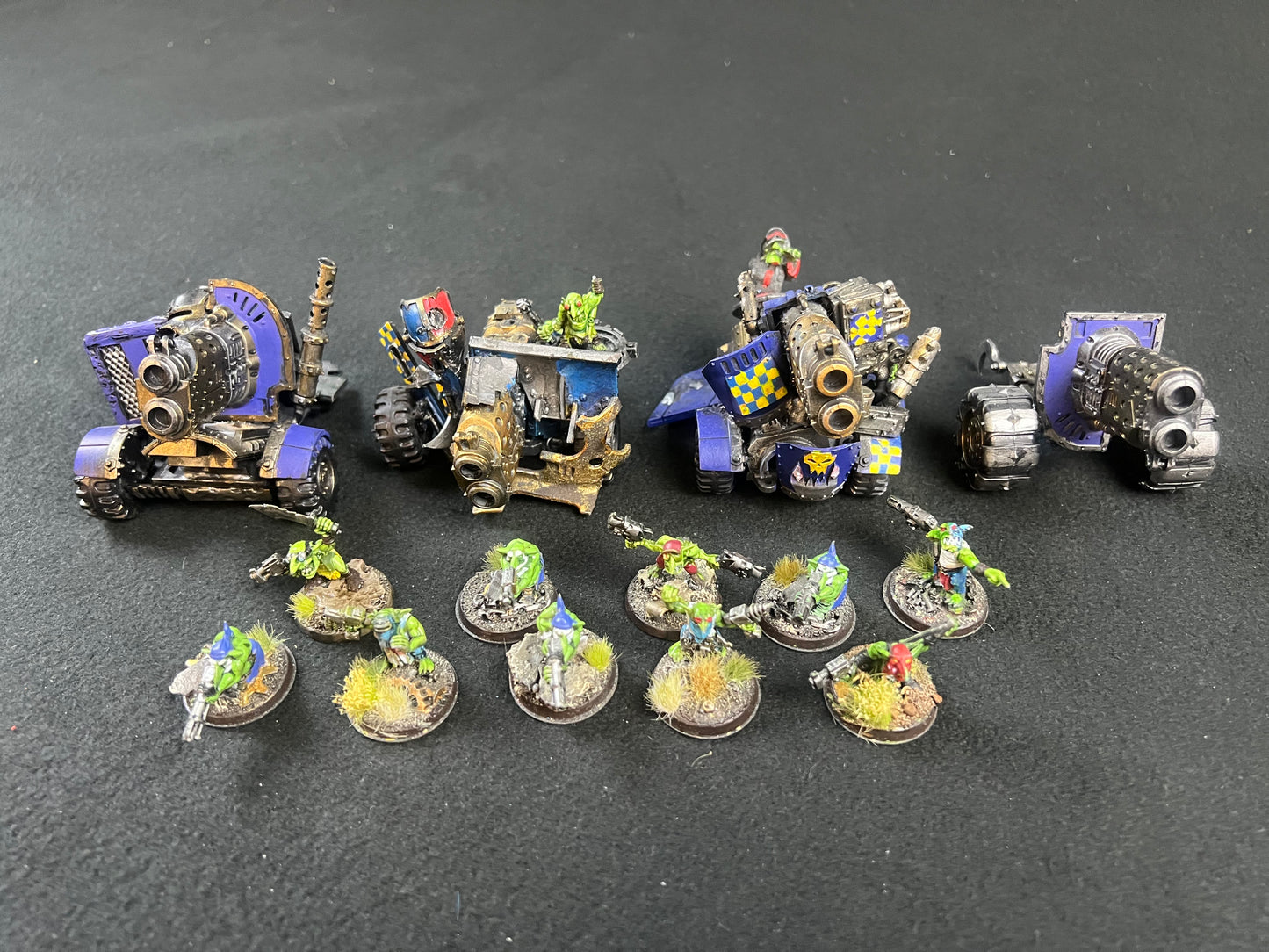 4x Painted Ork Mek Gunz (group 1) Warhammer 40k