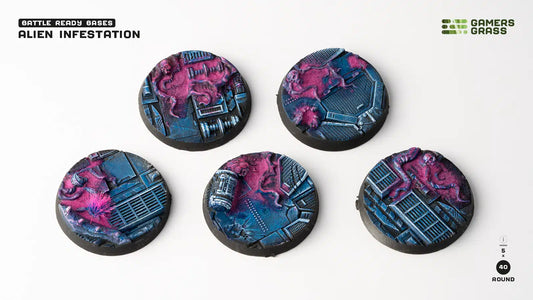 5x 40mm Alien Infestation Battle Ready Bases Gamers Grass