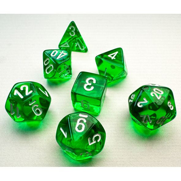 Chessex D&D Mini Hedral Dice Translucent Green & White