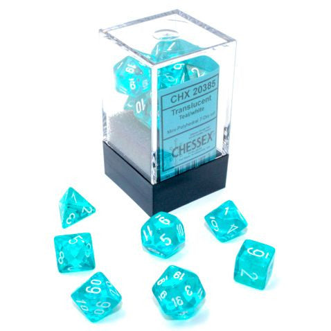 Chessex D&D Mini Hedral Dice Translucent Teal & White