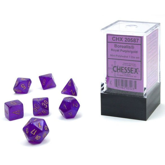 Chessex D&D Mini Hedral Dice Royal Purple & Gold Borealis