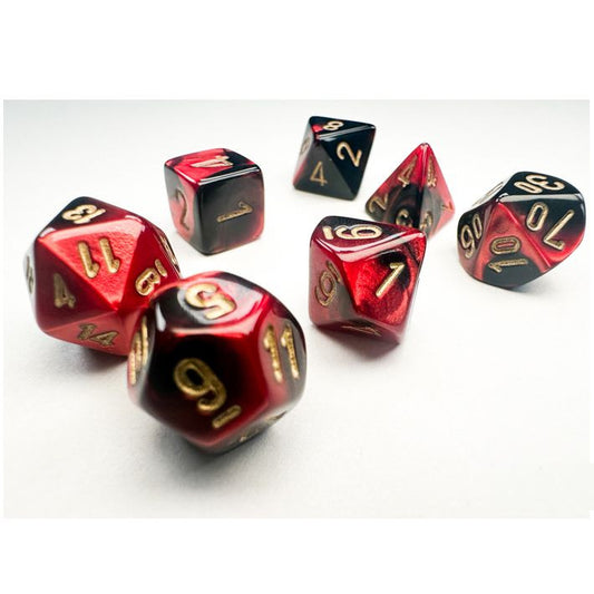 Chessex D&D Mini Hedral Dice Black Red & Gold Gemini