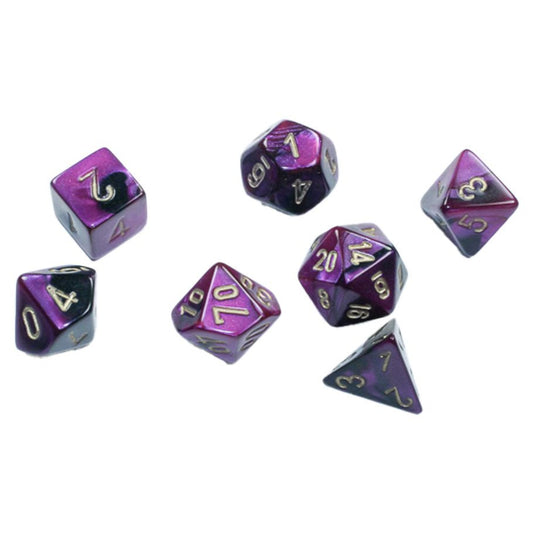 Chessex D&D Mini Hedral Dice Black Purple & Gold Gemini
