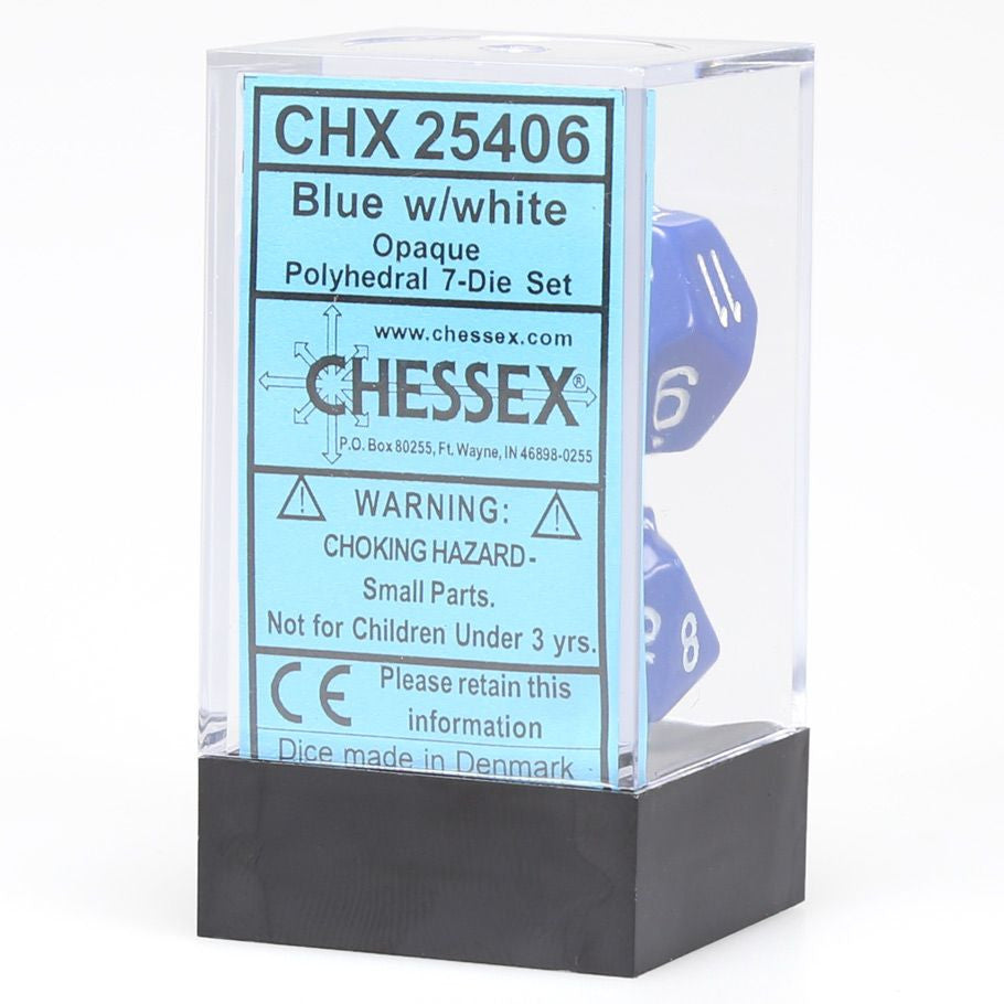 Chessex D&D Dice Opaque Blue & White