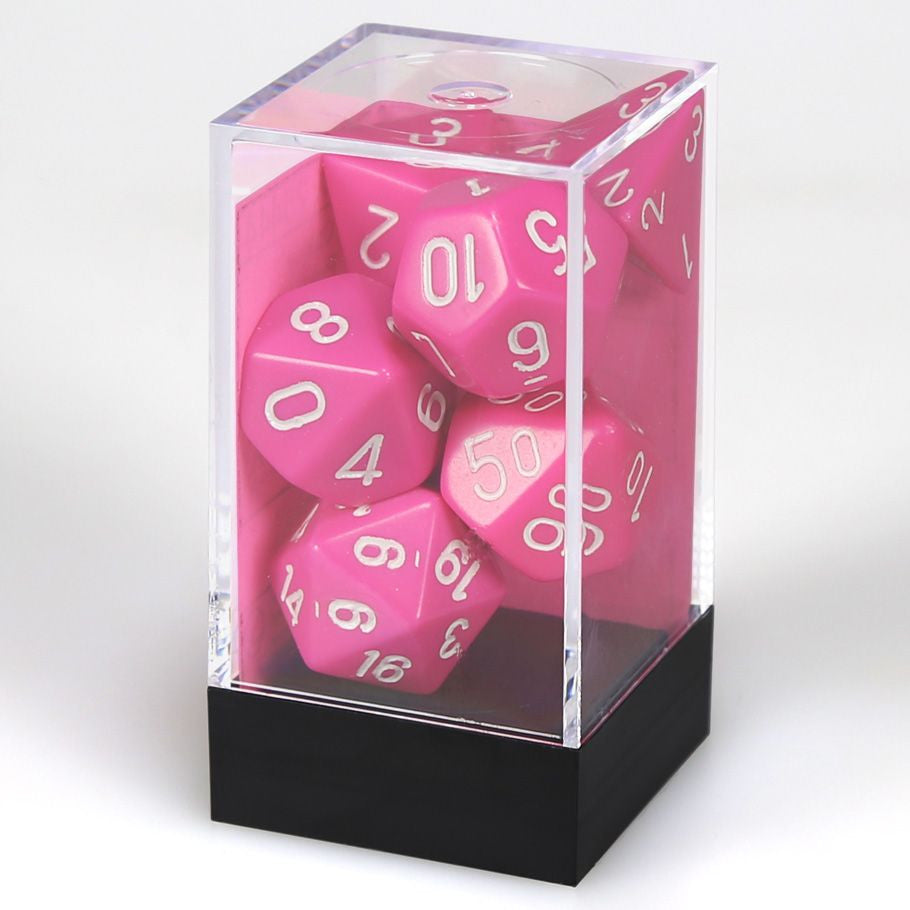 Chessex D&D Dice Opaque Pink & White