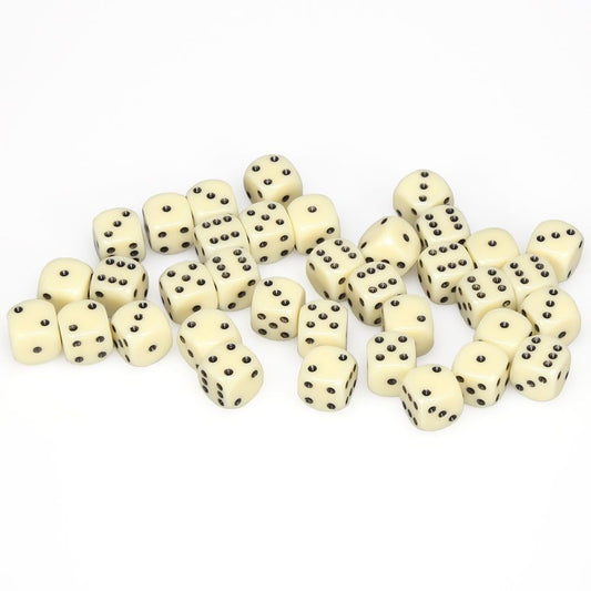 Chessex 12 mm Opaque Ivory & Black 36ct