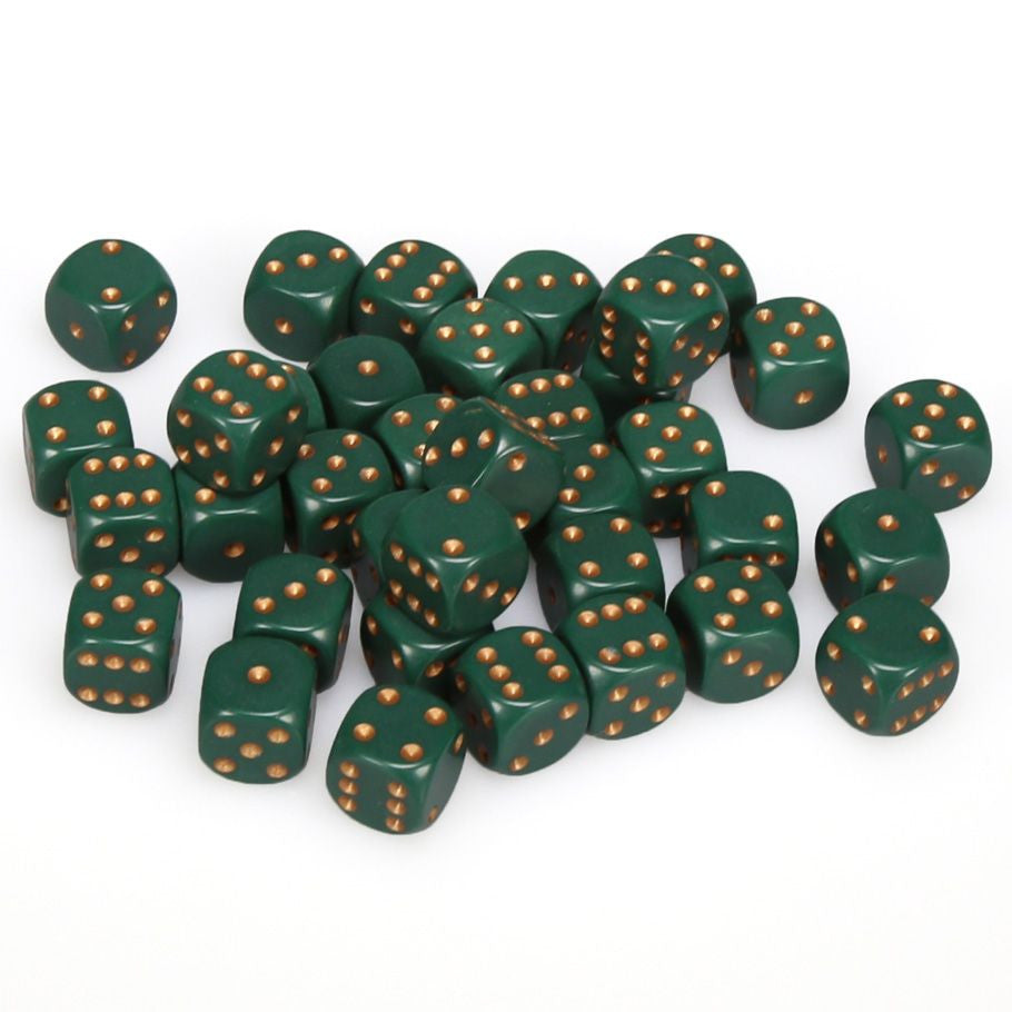 Chessex 12 mm Opaque Dusty Green & Copper 36ct