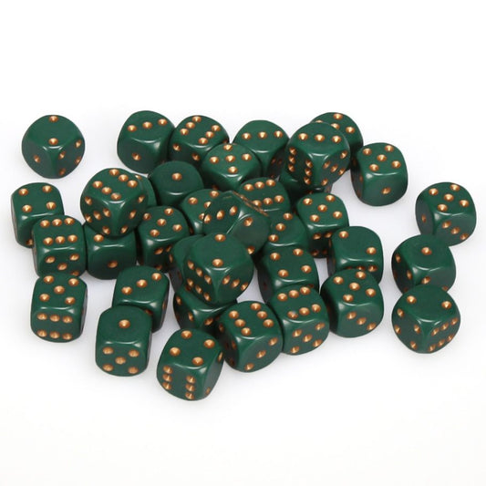 Chessex 12 mm Opaque Dusty Green & Copper 36ct