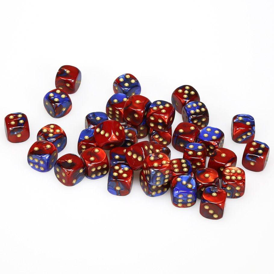 Chessex 12 mm Blue Red & Gold 36ct Gemini