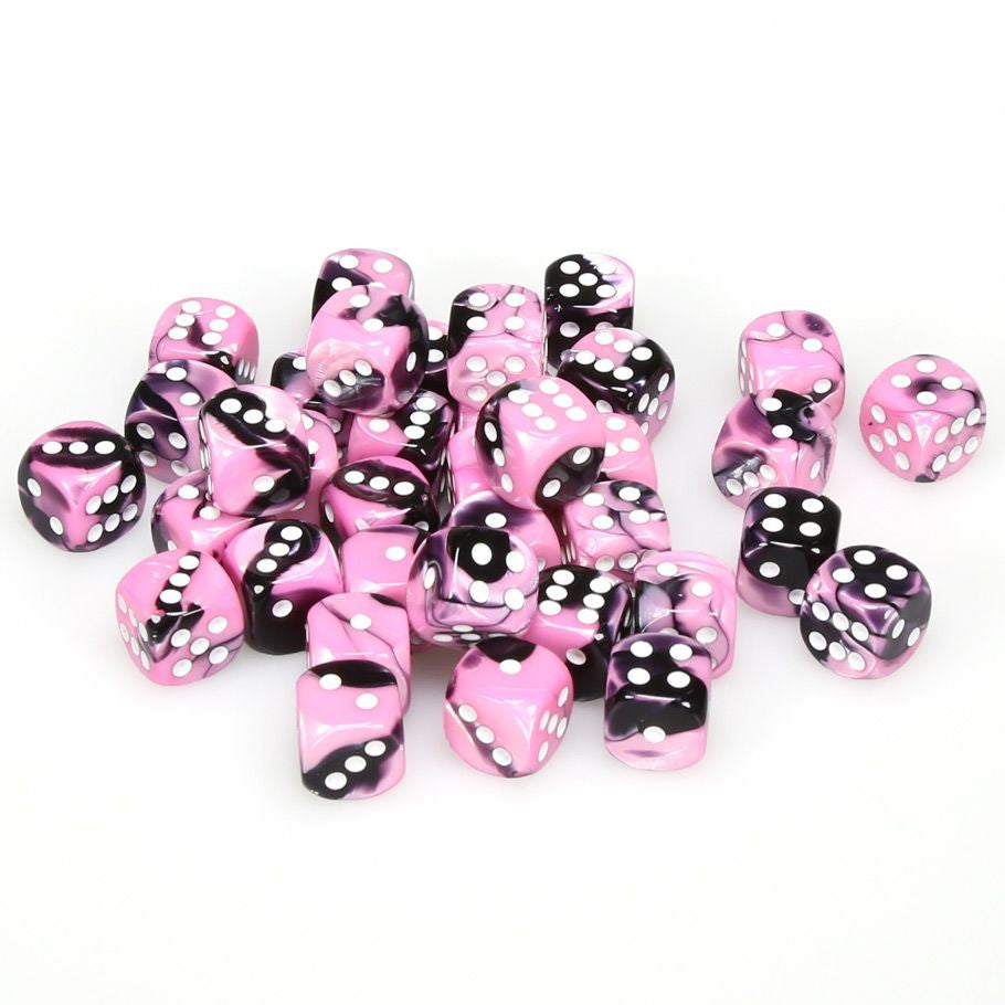 Chessex 12 mm Black Pink & White 36ct Gemini