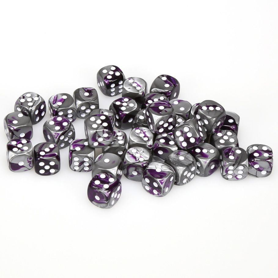 Chessex 12 mm Gemini Purple Steel & White 36ct