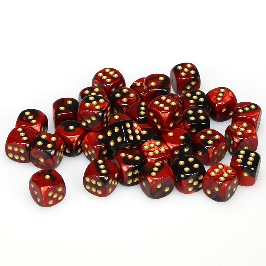 Chessex 12 mm Gemini Black Red & Gold 36ct