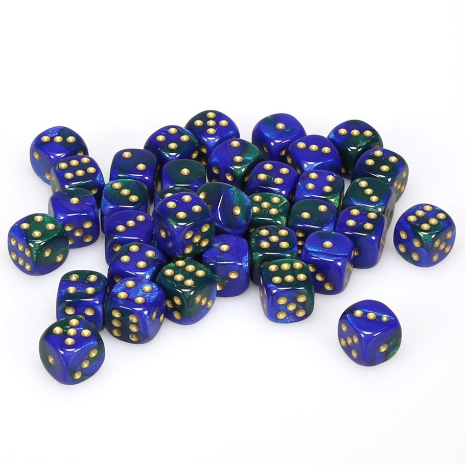 Chessex 12 mm Blue Green & Gold 36ct Gemini