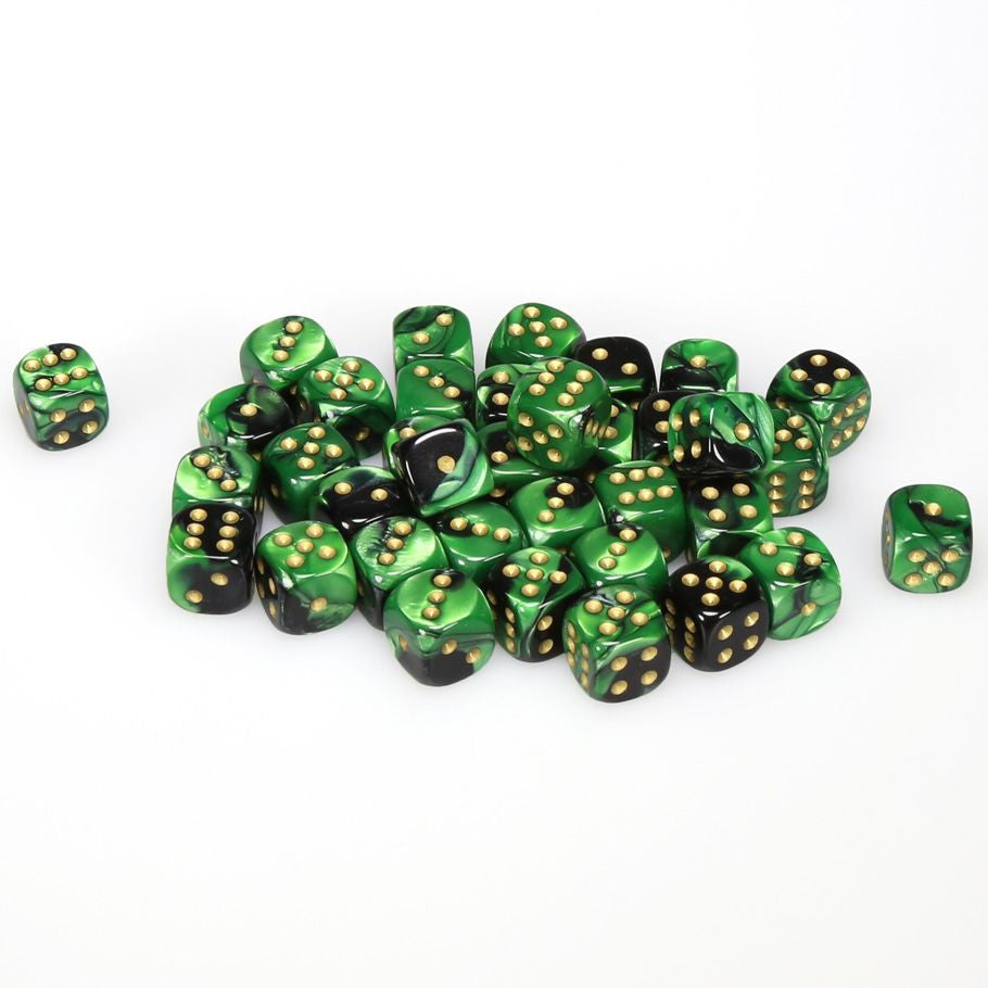Chessex 12 mm Black Green & Gold 36ct Gemini