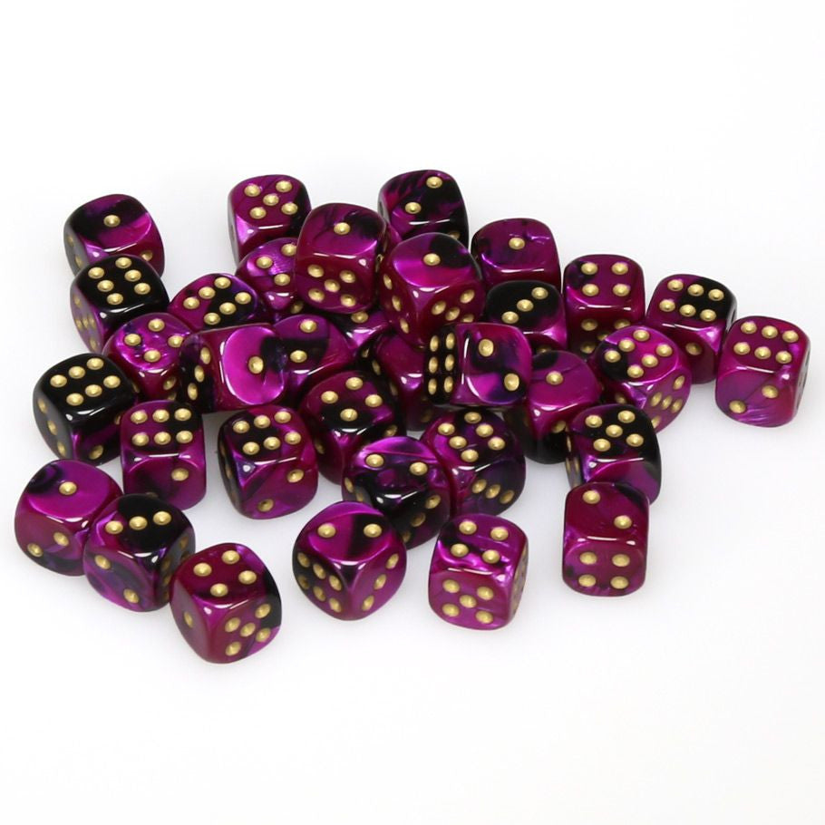 Chessex 12 mm Black Purple & Gold 36ct Gemini
