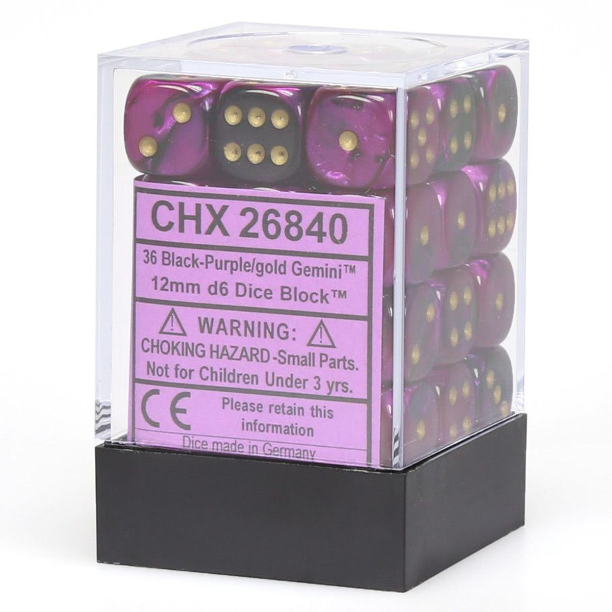 Chessex 12 mm Black Purple & Gold 36ct Gemini