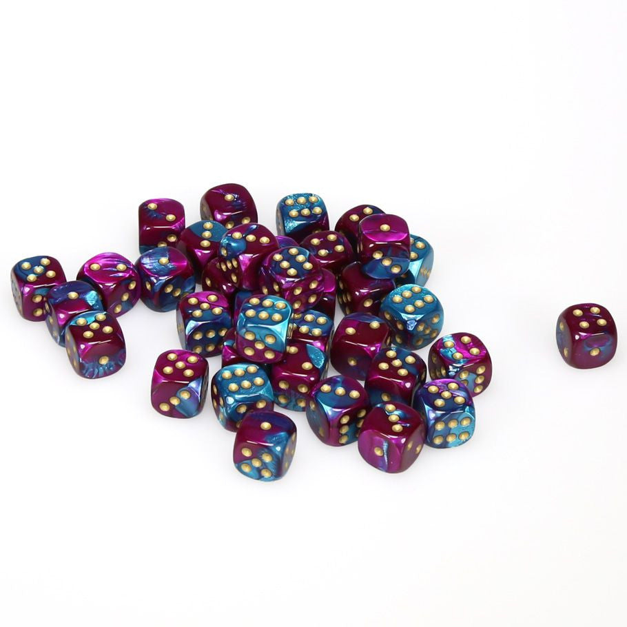 Chessex 12 mm Gemini Purple Teal & Gold 36ct