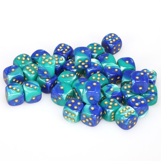 Chessex 12 mm Blue Teal & Gold 36ct Gemini