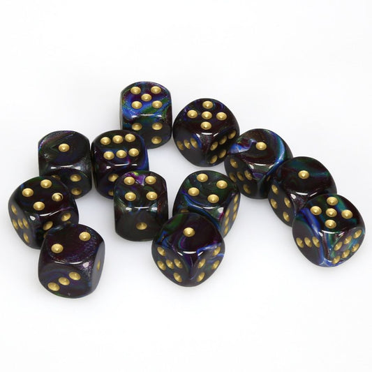 Chessex 12 mm Lustrous Shadow & Gold 36ct