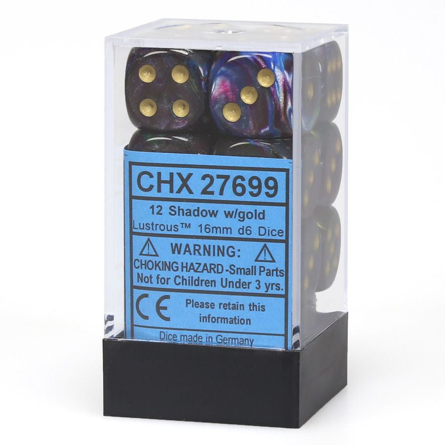 Chessex 12 mm Lustrous Shadow & Gold 36ct